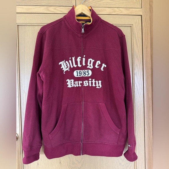 Tommy Hilfiger Varsity 1985 Maroon Jacket / 2012 / Burgandy Zip Front / large - Picture 1 of 13